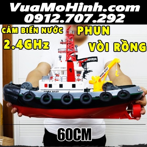 Tàu đầu kéo cứu hộ điều khiển từ xa phiên bản mới 5 kênh, sóng 2.4 Ghz