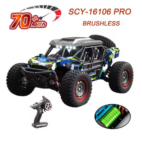 Xe Đua RC Điều Khiển Từ Xa SCY 16106 PRO Tốc Độ Cao 70km/h Tỉ Lệ 1:16 Đông Cơ Không Chổi Than Brushless siêu khoẻ SCY-16106 4WD, 2.4G có đèn Led