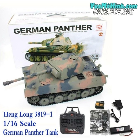 Xe tăng điều khiển từ xa Heng Long GERMAN PANTHER tỉ lệ 1/16 âm thanh động cơ súng máy, nhả khói như thật