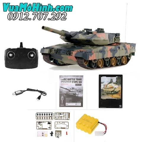 Xe tăng điều khiển từ xa Heng Long Leopard 2A5 tỷ lệ 1/24 âm thanh động cơ, súng máy, bắn tia hồng ngoại