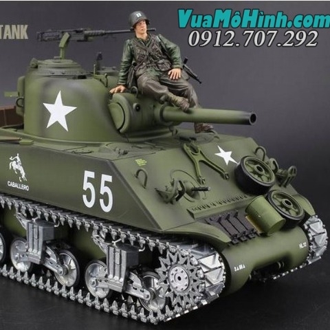 Xe tăng điều khiển từ xa M4A3 Sherman phiên bản Pro xích + bánh xe + nhông thép tỷ lệ 1/16 âm thanh động cơ và nhả khói như thật