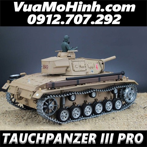 Xe tăng điều khiển từ xa TAUCHPANZER III phiên bản Pro tỷ lệ 1/16, xích kim loại, bánh răng thép, âm thanh động cơ súng máy, nhả khói như thật