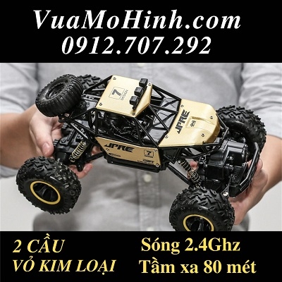 Xe địa hình điều khiển cao cấp Rock Crawler chính hãng, vỏ kim loại, 2 cầu truyền động, sóng điều khiển 2.4Ghz tầm xa trên 80m