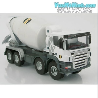 Mô hình tĩnh đồ chơi xe ô tô tải trộn bê tông Hy Truck 7601 White tỷ lệ 1:32 bằng hợp kim cao cấp có thể mở cửa , đầu xe