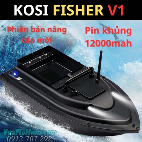 Thuyền thả thính 1 ben KOSI FISHER V1 điều khiển tầm xa 500 mét, pin khủng 12000mah, phiên bản nâng cấp mới