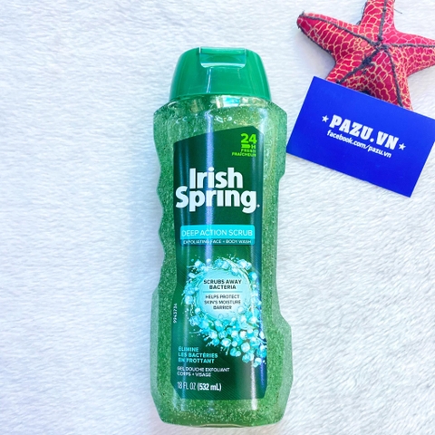 Sữa tắm Irish Spring Deep Action Scrub Face Body Wash 532ml