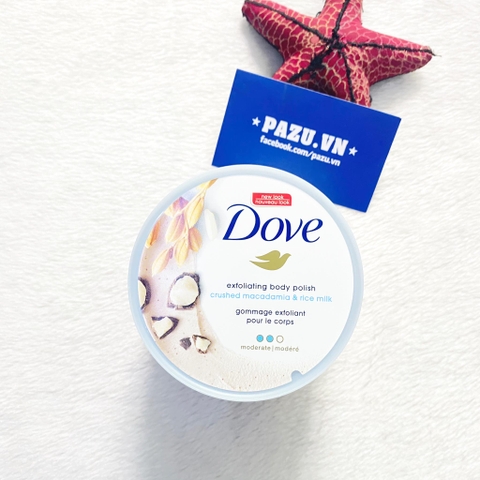 Tẩy tế bào chết Toàn Thân Dove Exfolieting Body Polish Macadamia & Sữa Gạo