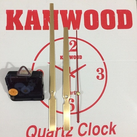 Máy đồng hồ treo tường kim trôi Kanwood trục 18mm, kim vàng dài 23cm