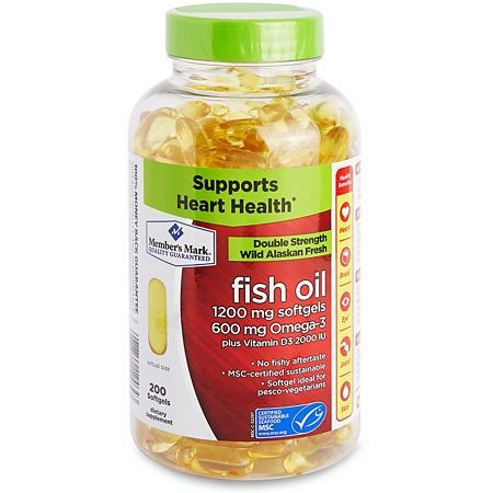 Dầu cá Member’s Mark Fish Oil 1200mg+D3 200 Softgels