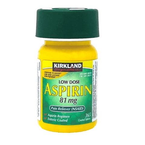 Bảo vệ tim mạch, ngăn ngừa đột quỵ Kirkland Low Dose Aspirin 81mg 1 hộp x 365 Viên