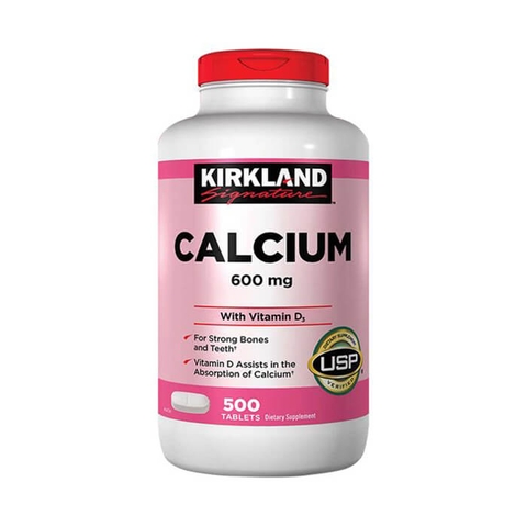 Viên uống Canxi Kirkland Calcium 600mg + D3 hộp 500 viên của Mỹ