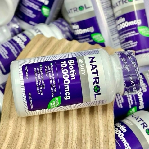 Natrol Biotin 10000 Mcg Viên Uống Hỗ Trợ Mọc Tóc, Mẫu mới