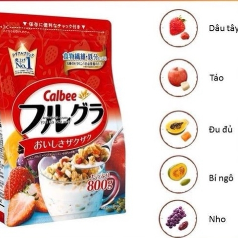 NGŨ CỐC CALBEE GÓI MÀU ĐỎ 750G MẪU MỚI