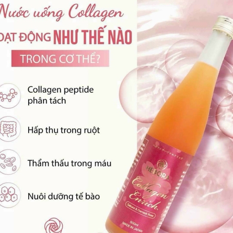 Nước uống Collagen Enrich Hebora 500ml Nhật, chống lão hóa