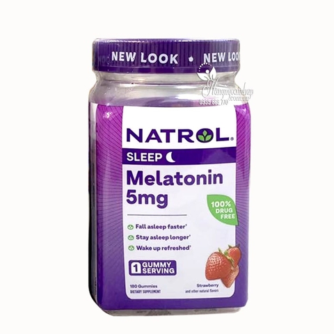 KẸO NGỦ NGON NATROL 5mg  NONGMO 180 VIÊN VỊ DÂU của Mỹ