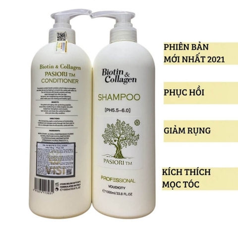 COMBO DẦU GỘI XÃ BIOTIN COLLAGEN (TRẮNG) PHỤC HỒI CHỐNG RỤNG TÓC 1000ML