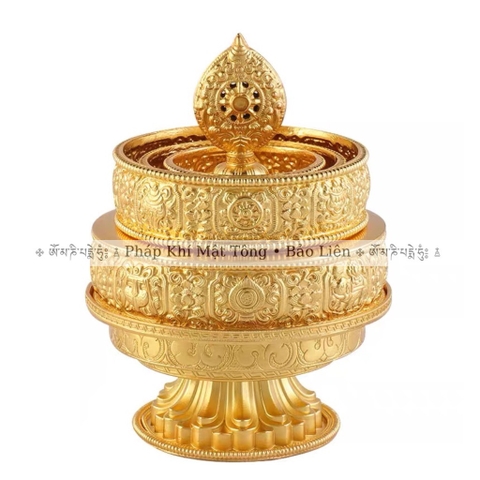 Tháp Mandala bằng bạc s990 mạ vàng 24k