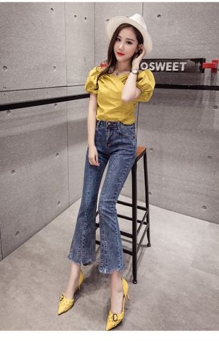 Quần jean cách điệu ống loe TB1107 quan-jean-cach-dieu-ong-loe-tb1107-1