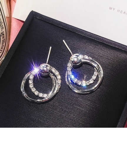 Bông tai titan tròn đính hạt TB0998