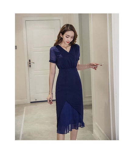 Đầm ôm phối voan xếp ly TB0377