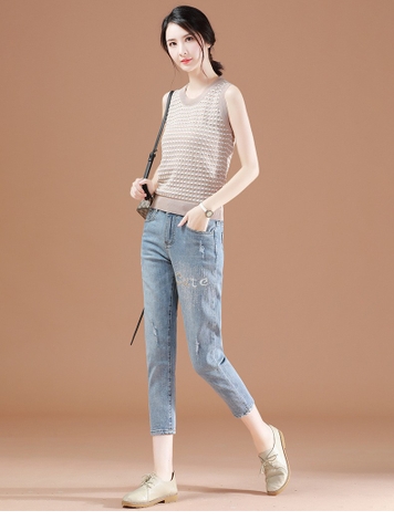 Quần jean nữ rách khắc chữ Cute TB1061 quan-jean-nu-rach-khac-chu-cute-tb1061-1