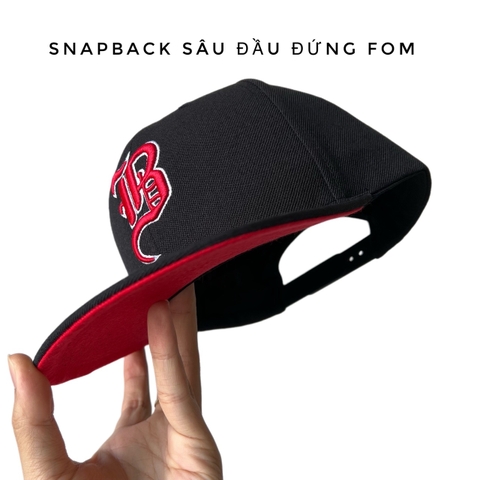 Nón Snapback vành thằng Sâu Đầu chữ B đỏ Local Brand One Hat (Mua 1 sản phẩm tặng 1 Nón 5panel vải dù) - Nón Sâu fom vòng đầu đội đẹp từ 56,5->59cm