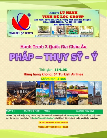 PHÁP - Ý - THỤY SỸ 11N10D