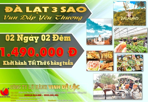 ĐÀ LẠT 3 SAO Vun Đắp Yêu Thương 2N2Đ