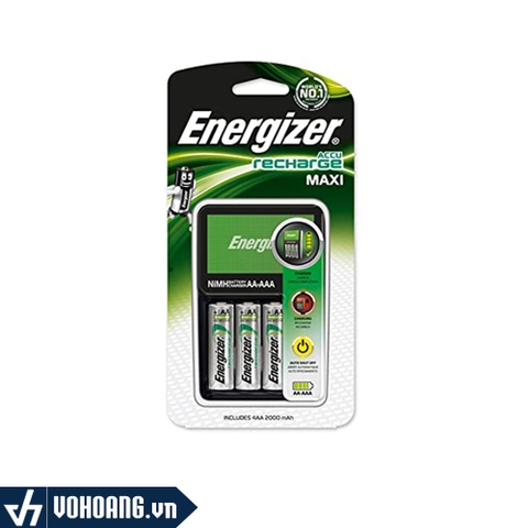 Energizer CHVCM4 | Bộ Sạc Pin Maxi Kèm 4 Pin 2.000mAh | Hàng Chính Hãng