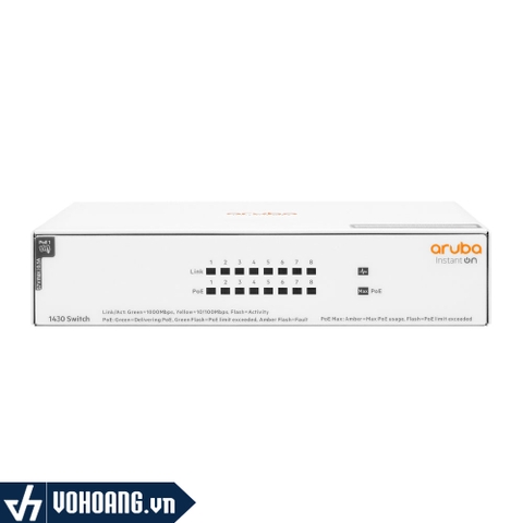 Aruba Instant On 1430 8G - R8R46A | Switch Chia Mạng PoE 8 Cổng 64W Tốc Độ Cao Gigabit