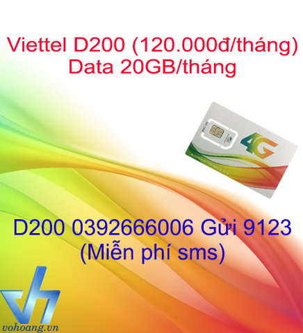 Viettel D200 - 20GB Data Sử Dụng Trong 30 Ngày