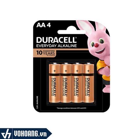 Duracell MN1500-LR6-BP4 | Bộ 4 AA Everyday Alkaline 1.5V Chất Lượng Cao | Pin Chính Hãng