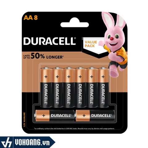 Vỉ 8 Viên Pin Alkaline AA Duracell Coppertop MN1500-LR6 Dung Lượng Cao