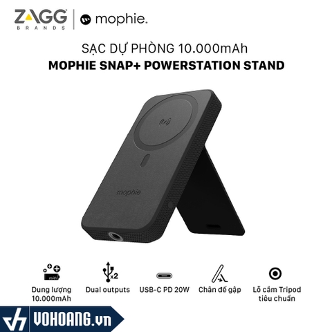 Mophie Snap + Powerstation Stand | Pin Sạc Dự Phòng Magsafe 20W Có Cổng Tripod | Hàng Chính Hãng