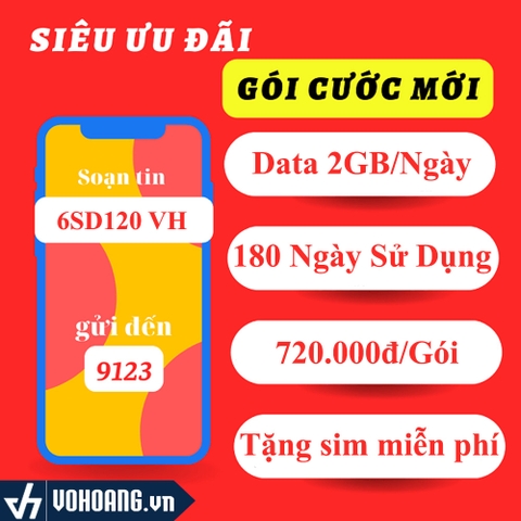 Viettel 6SD120 | Sim Data 4G Gói Cước 2GB/Ngày Gói 6 Tháng Không Nạp Tiền