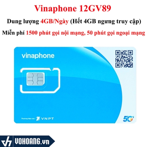Vinaphone GV89 | Sim 4G Miễn Phí Nghe Gọi Data 4GB/Ngày Trọn Gói 12 Tháng