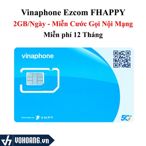 Vinaphone Fhappy | Data Trọn Gói 1 Năm Dung Lượng 2GB/Ngày Miễn Phí Gọi Nội Mạng 1000 Phút