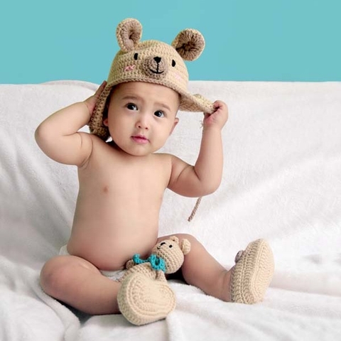 Quần áo trẻ em Bobicraft - Nón len Kangaroo Karo - Cotton hữu cơ organic an toàn