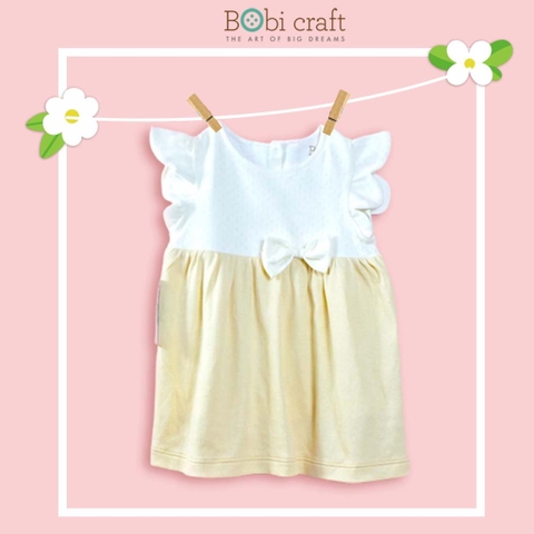 Quần áo trẻ em Bobicraft - Áo đầm tay cánh hoa - Cotton hữu cơ organic an toàn