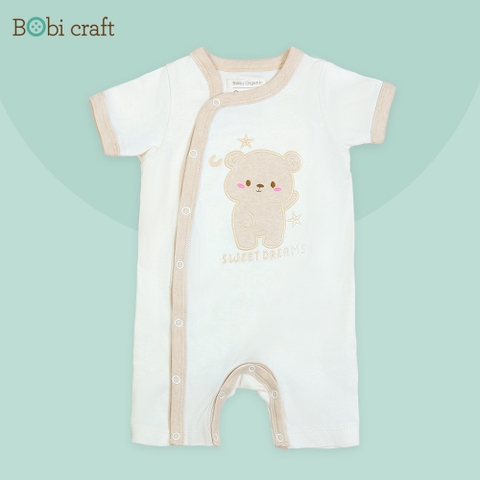 Quần áo trẻ em Bobicraft - Bộ đồ liền thân bodysuit Romper tay ngắn quần đùi gấu bé trai bé gái - Cotton hữu cơ organic an toàn