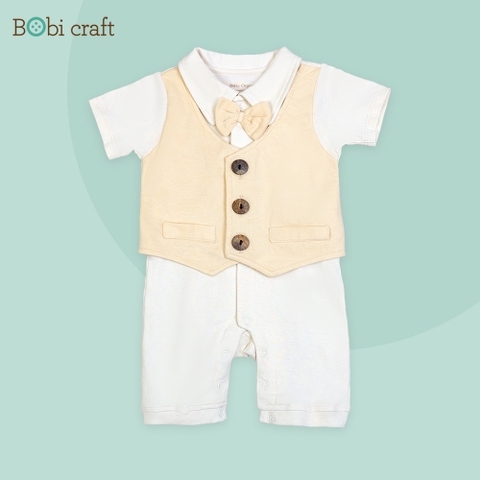 Quần áo trẻ em Bobicraft - Romper Gile nâu kem - Cotton hữu cơ organic an toàn