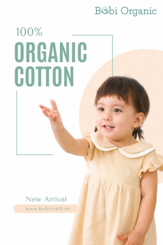 Quần áo trẻ em Bobicraft - Áo đầm cổ lá sen 2 lá cổ - Cotton hữu cơ organic an toàn