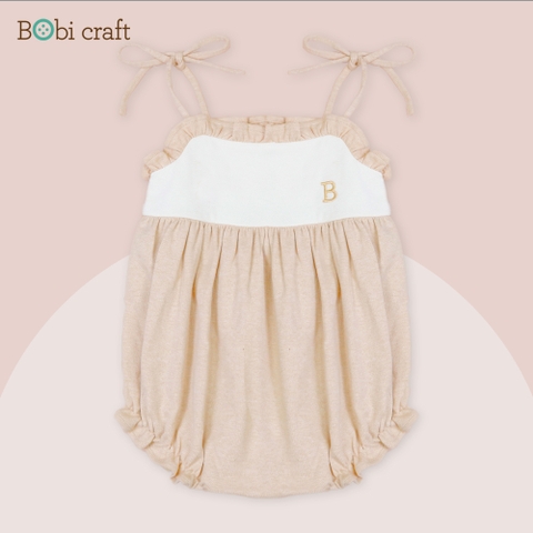 Quần áo trẻ em Bobicraft - Romper bỉm bé gái thêu chữ B - Cotton hữu cơ organic an toàn