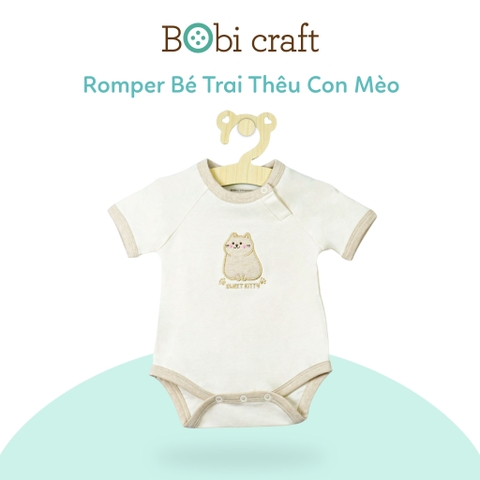 Romper Bé Trai/Gái Thêu Con Mèo