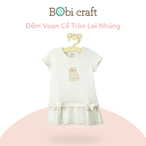 Áo Đầm Voan Cổ Tròn Lai Nhúng