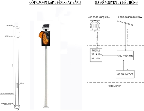 Cột đèn nháy vàng 4m