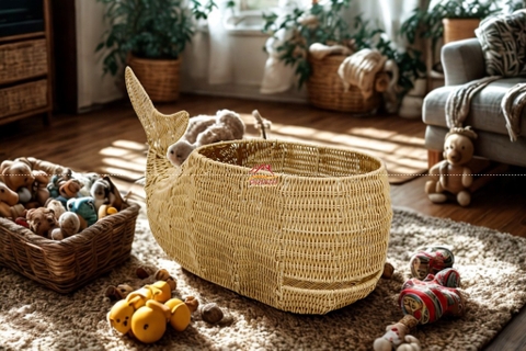 SỌT HÌNH CÁ VOI ĐAN DÂY NHỰA THỦ CÔNG, RỔ ĐAN DÂY NHỰA – ĐÁNG YÊU & TIỆN LỢI 🌟