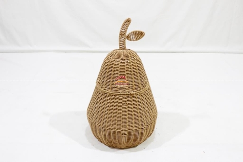 Giỏ Đựng Đồ Thủ Công Hình quả Lê, có nắp – Đan Tay Tỉ Mỉ, Tiện Dụng Cho Mọi Không Gian