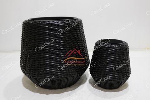 Chậu trồng cây đan dây nhựa dùng trang trí, trồng cây sân vườn-CH4340A/2