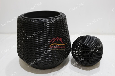 Chậu trồng cây đan dây nhựa dùng trang trí, trồng cây sân vườn-CH4340A/2